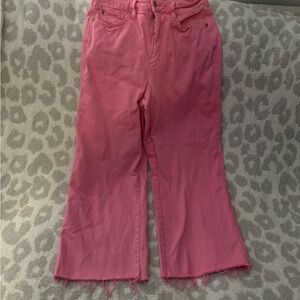 Judy Blue High-Rise Pink Wide-Leg Cropped Jeans with stretch